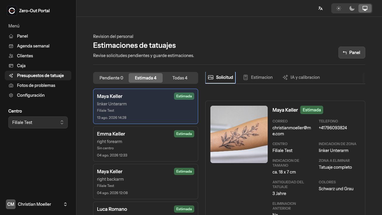 Estimación de tatuaje asistida por IA